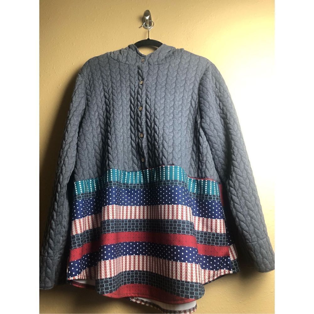 Ethnic Style Print Loose Hooded Sweatshirt Size 1XL